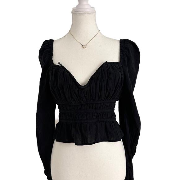 Women’s Free People Black V Neck Size Medium Blouse - Picture 1 of 5